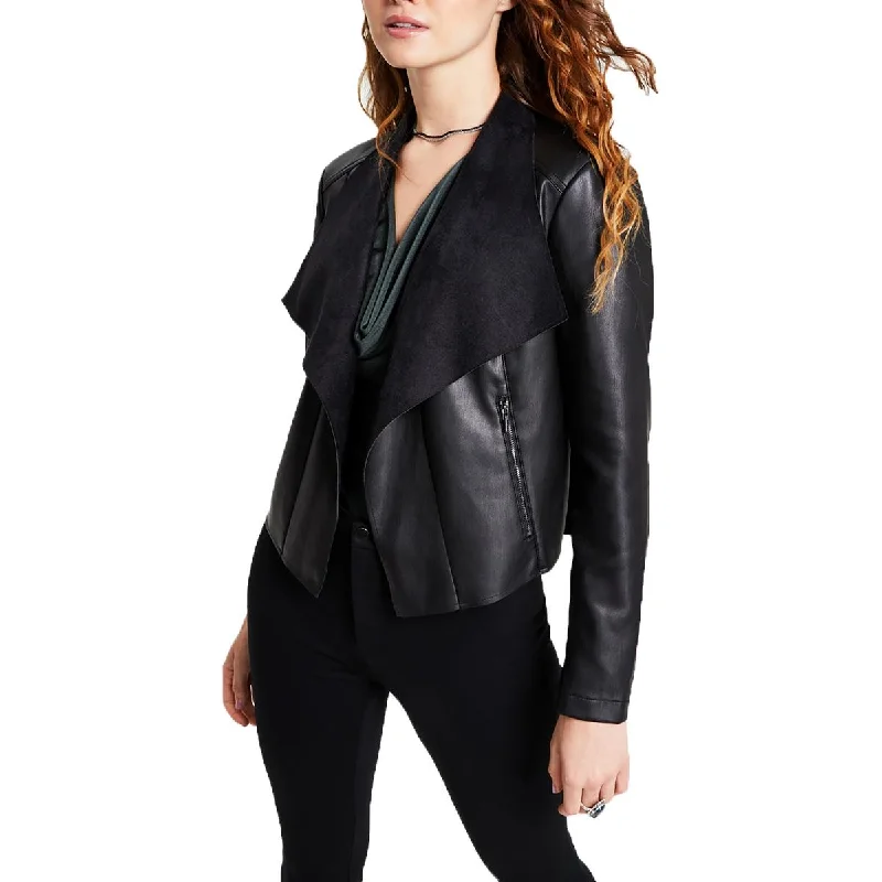 Women's Comfortable Clothes For Weekends Womens Solid Polyester Leather Jacket