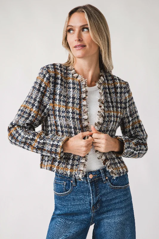 Women's Formal Clothes THML Tweed Plaid Jacket