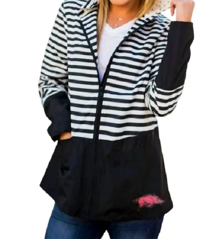 Women's Everyday Clothes University Of Arkansas Striped Jacket In Black & White