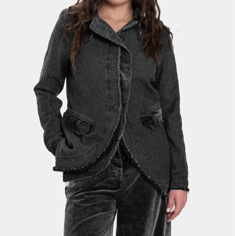 Women's Professional Garments Velvet Patchwork Jacket In Black