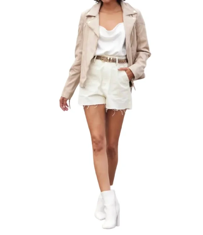 Women's Evening Outfit Raizel Leather Jacket In Light Beige