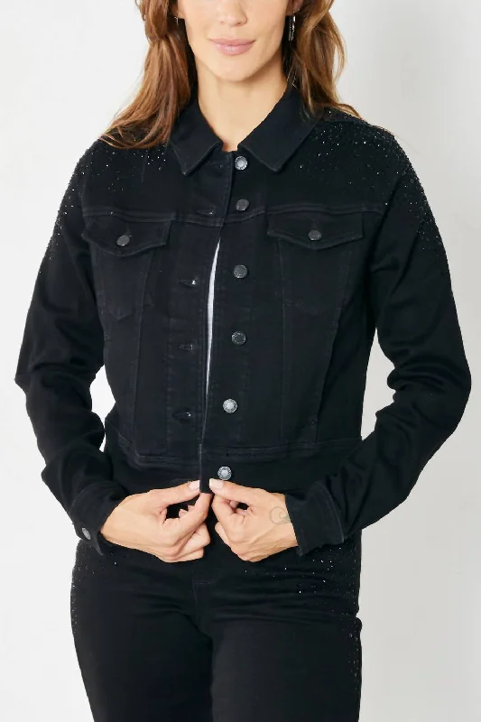 Women's Weekend Outfit Rhinestone Jacket In Black