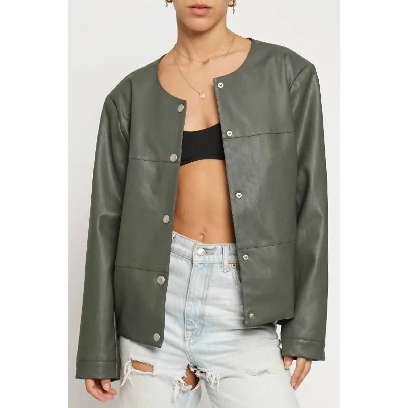 Clearance Event – Grab Stylish Outfits Before They're Gone Faux Leather Cropped Jacket In Olive