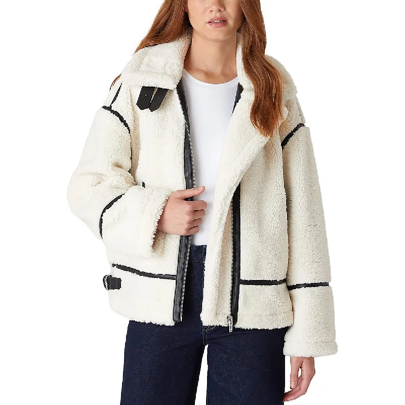 Trendy And Timeless Styles Now At Exclusive Discounts Womens Mixed Media Faux Shearling Faux Fur Coat