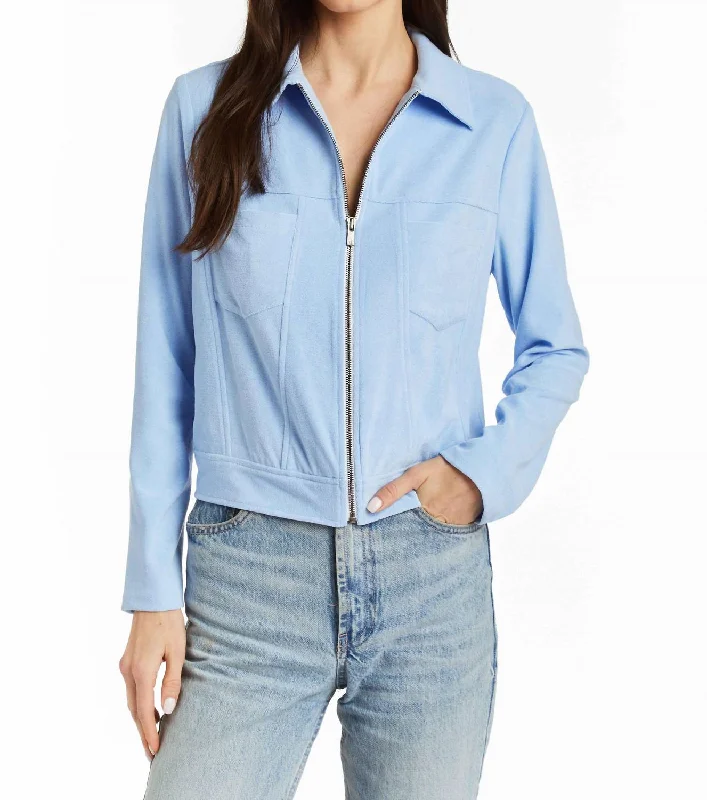 Women's Weekend Outfit Mickey Terry Zip Front Jacket In Blue