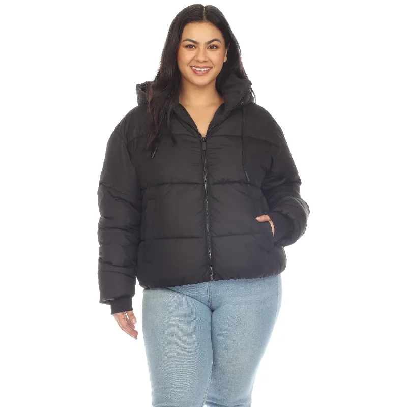 Luxury Women's Clothes Plus Size Full Front Zip Hooded Bomber Puffer Coat