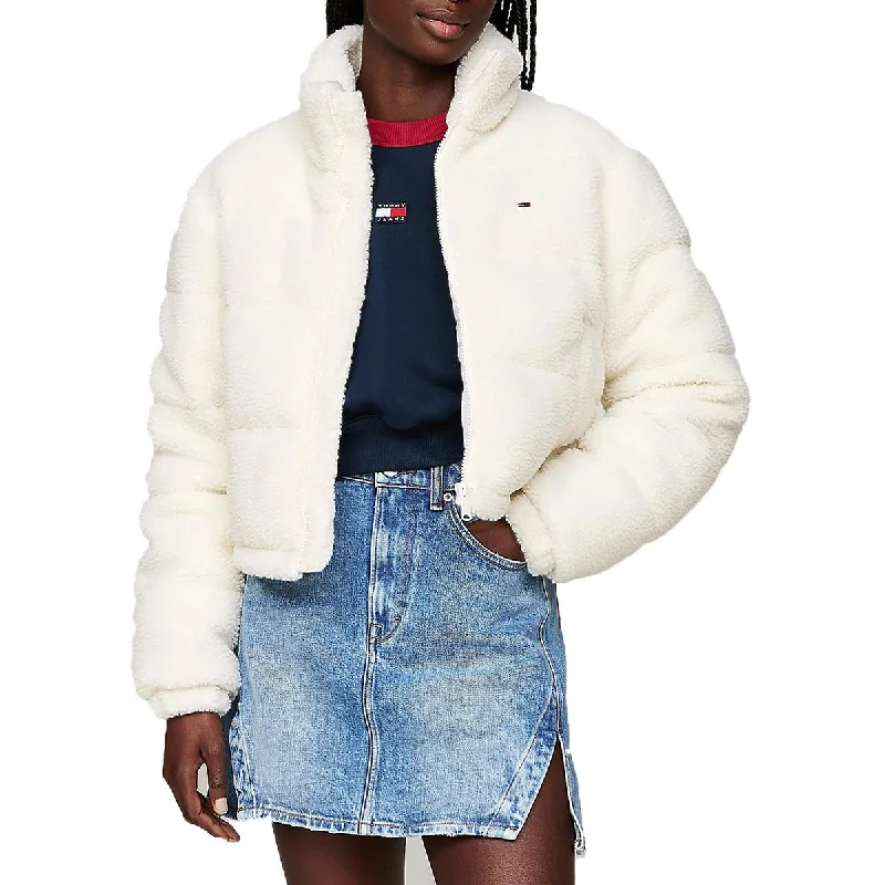 Classic Women's Clothing Styles Womens Crop Sherpa Teddy Coat