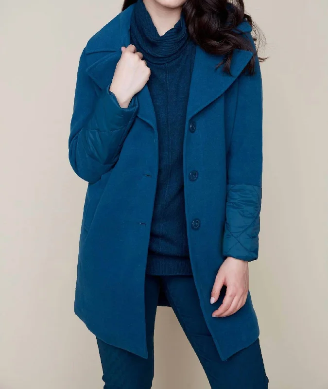 Premium Fashion At Promotional Prices – Limited Time Only Convertable Pea Coat In Lagooon (Teal)