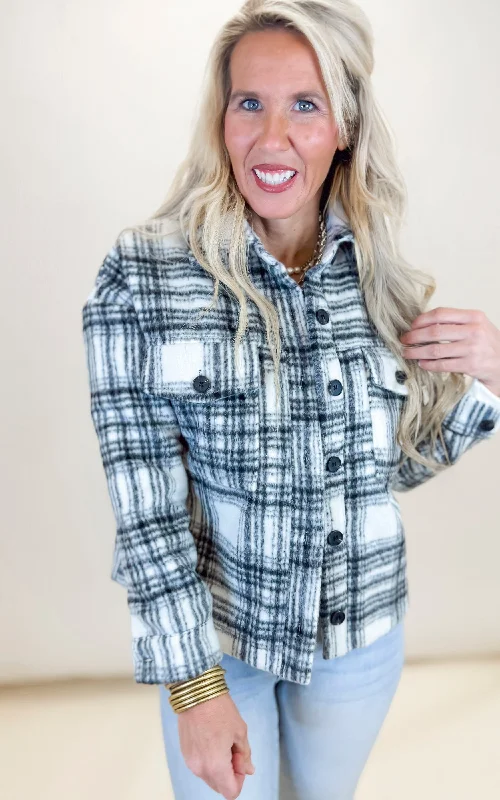 Women's Casual Wear Clothing Soft Plaid Fleece Jacket - Final Sale