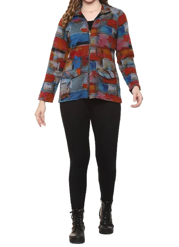 Women's Comfortable Lounge Outfit Alana Reversible Jacket In Red/black