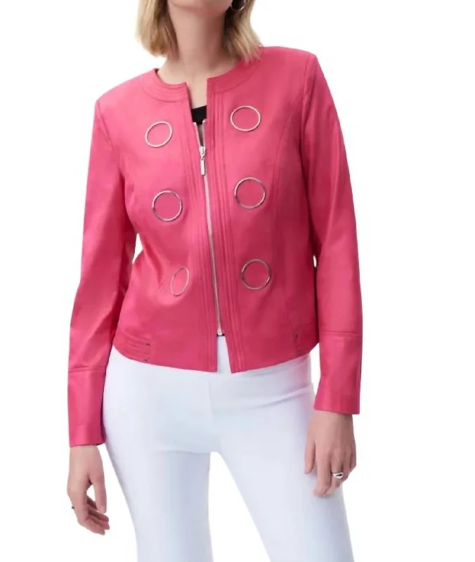 Women's Tailored Outfit Front Zipper Jacket In Dazzle Pink