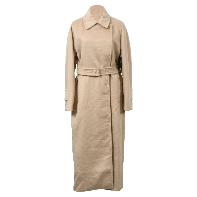 Stylish Women's Garments For Holidays Max Mara Long Belted Coat in Beige Wool