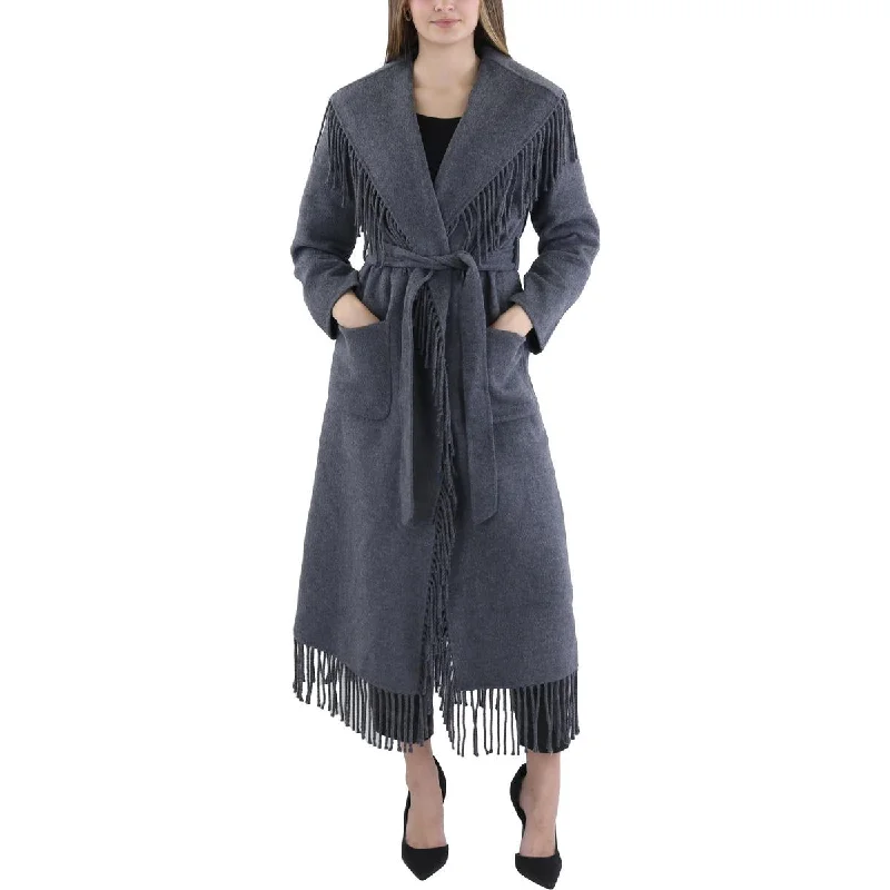 Women's Holiday Clothes Womens Wool Blend Fringe Wrap Coat