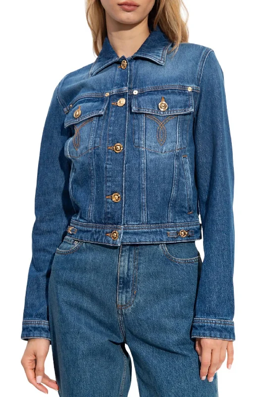 Women's Transitional Outfit Denim Jacket In Dark Blue