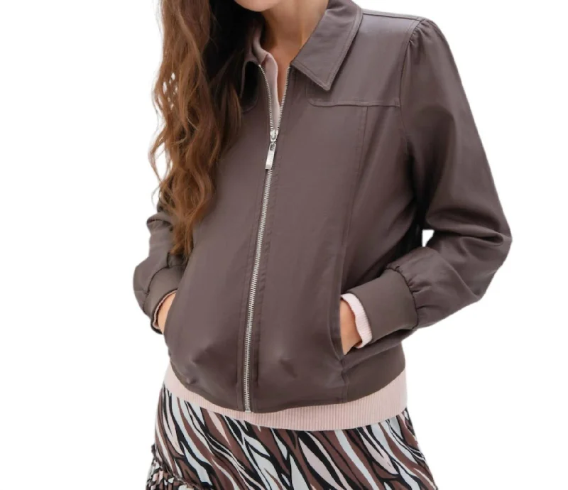 Timeless Women's Outfit Pleather Jacket In Chocolate