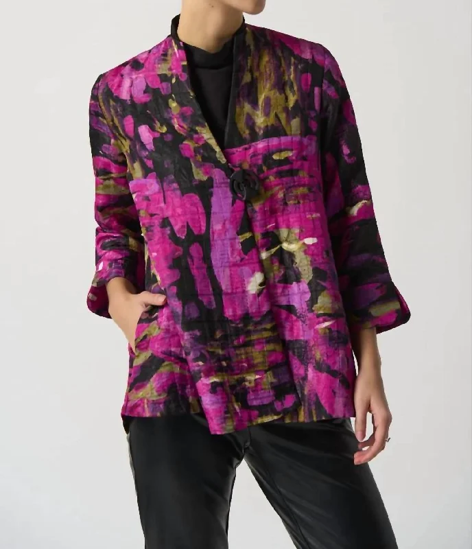 Charming Women's Garments Trapeze Jacket In Black/multi