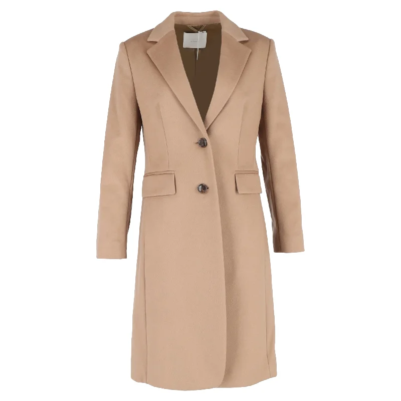 Women's Seasonal Clothes Hugo Boss Single-Breasted Coat with Pockets in Brown Wool