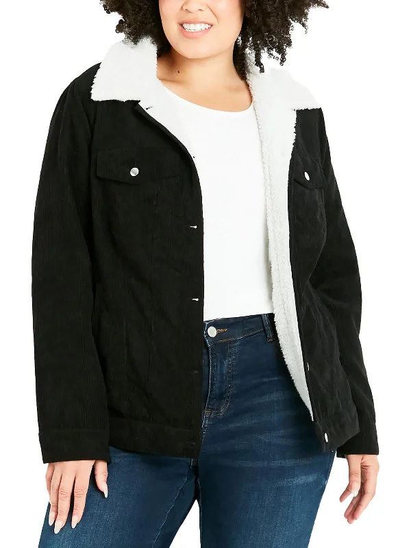 Women's Apparel And Garments Plus Womens Shearling Warm Trucker Jacket