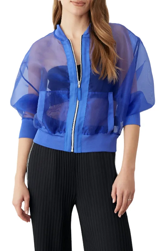 Best-Selling Outfits Now At Exclusive Promotional Prices Sheer Bomber Jacket In Blue