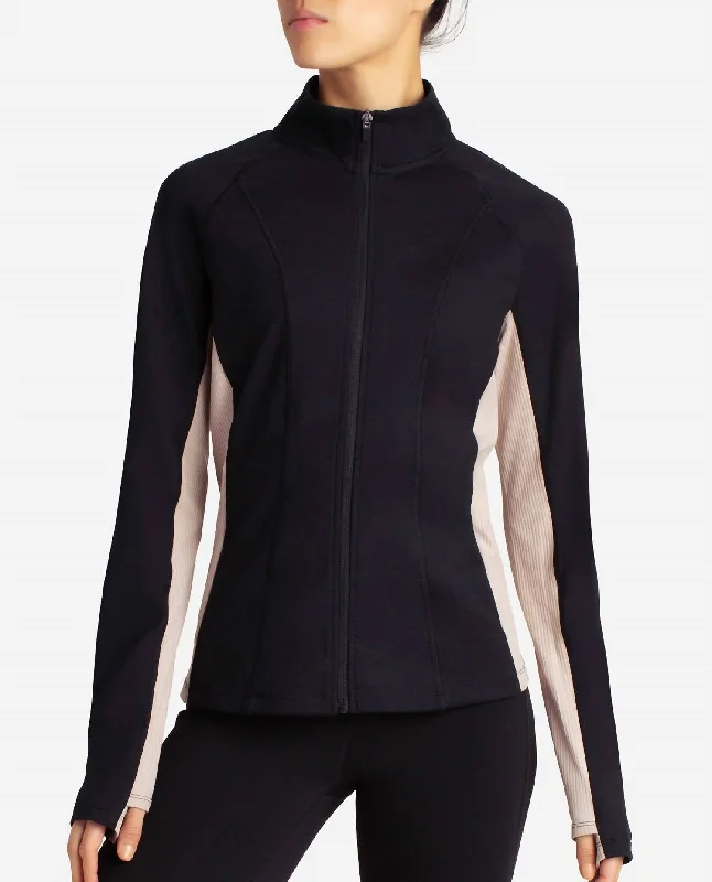 Limited-Stock Clothing Sale – Shop Before It's Too Late Full-Zip Colorblocked Yoga Jacket In Black Salt And Atmosphere