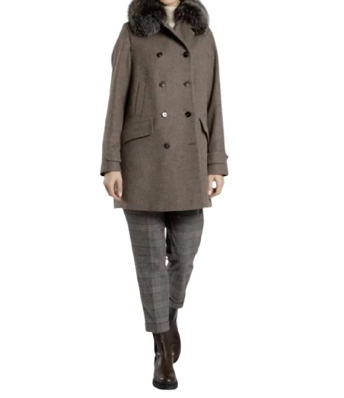 Women's Clothes For Work Jamie Loden Coat With Removable Fur In Taupe