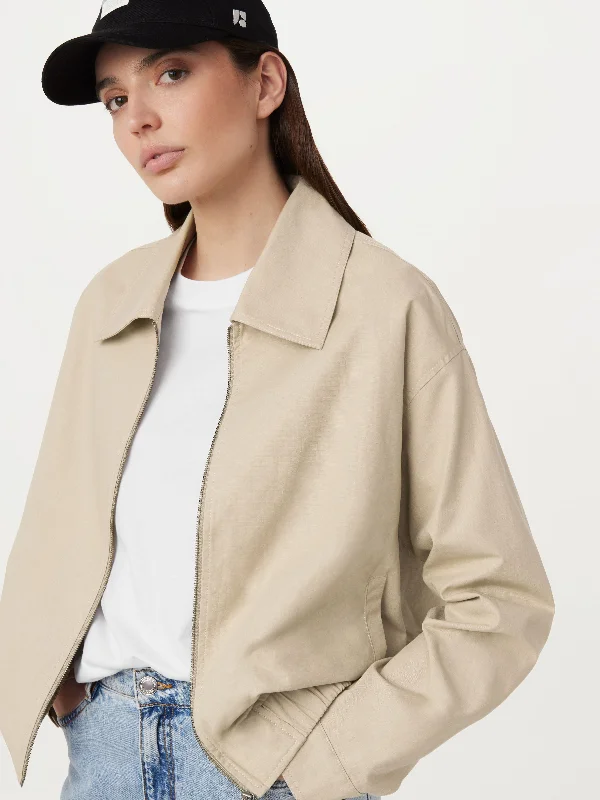 Women's Resort Apparel The Zip Up Bomber Jacket in Light Beige