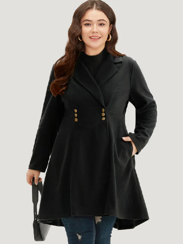 Women's Stylish Casual Garments Solid Lapel Collar Double Breasted Coat