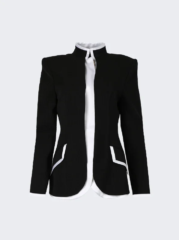 Women's Outerwear Apparel Curved Tailored Jacket Black