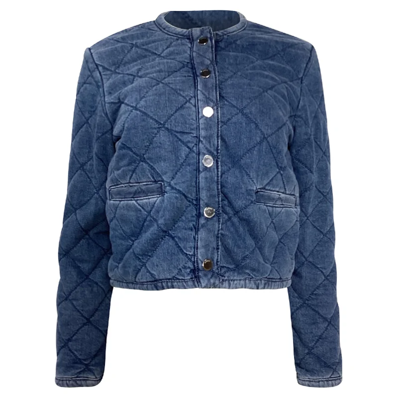 Must-Have Clothing Styles Now At Incredible Discounts Ba&Sh Gibus Quilted Denim Jacket in Blue Cotton