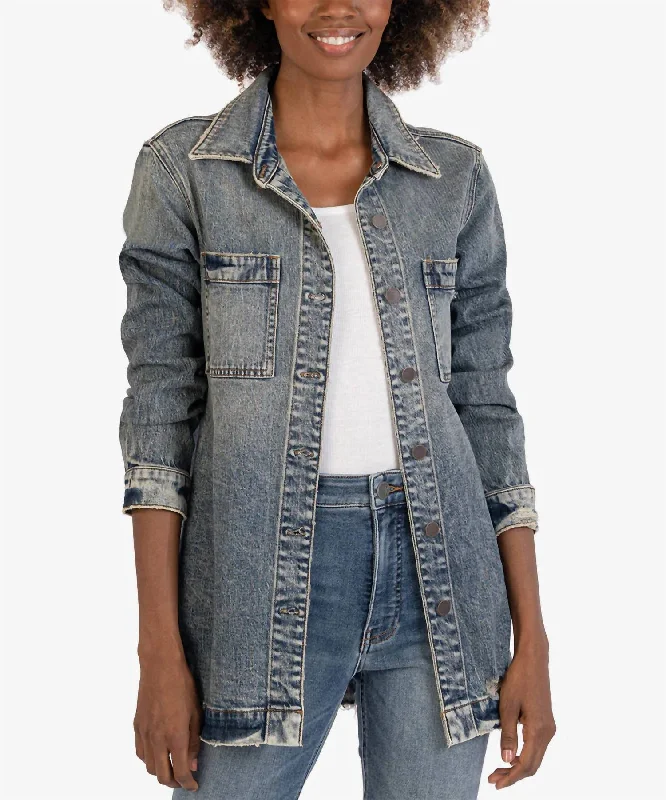 Women's Clothing For Holiday Travel Joni Shirt Jacket In Adore Wash