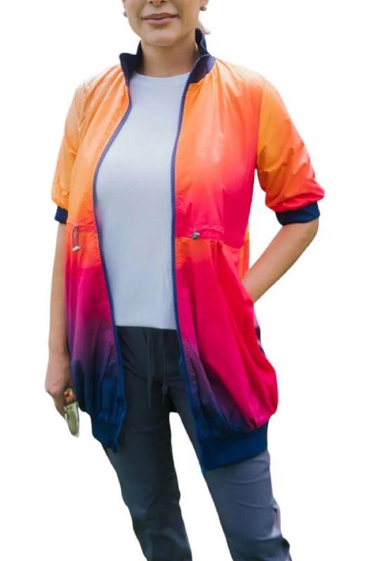 Women's Professional Outfit Short Sleeve Athletic Jacket In Sunset Ombre