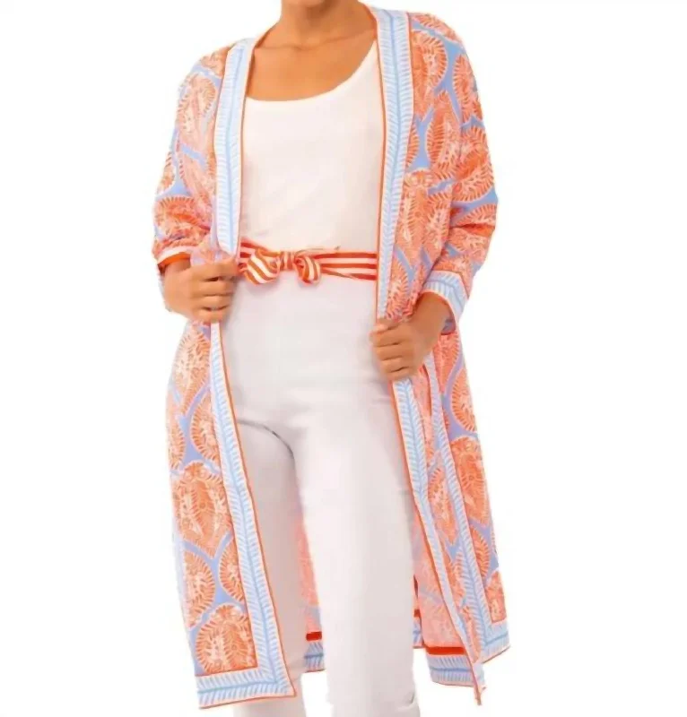 Flash Sale On Fashion – Act Fast Poly Crepe Kimono Jacket - Indian Summer In Periwinkle/orange