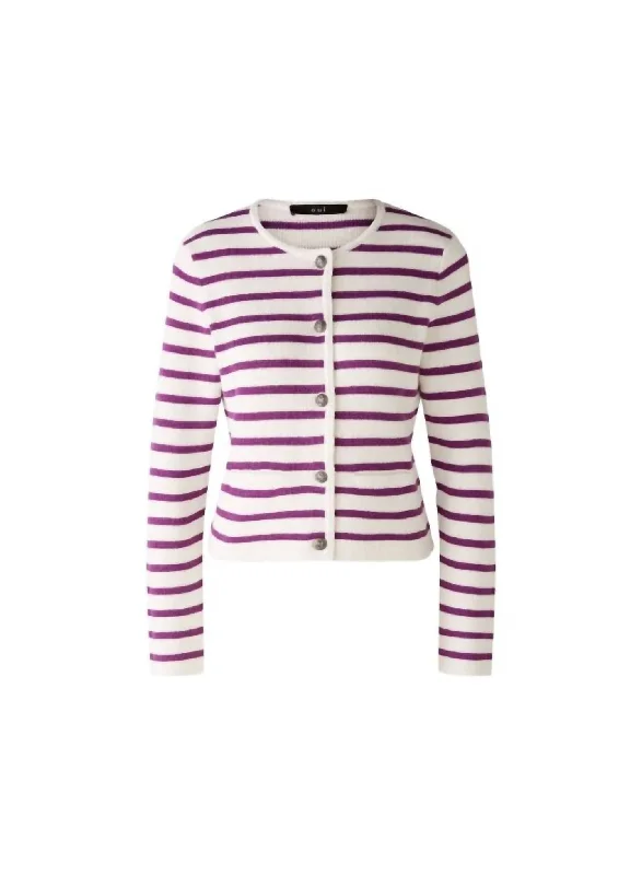 Women's Charming Outfit For Events Women's Knit Jacket In White Violet