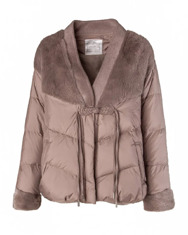 Fashion Sale Live Now – Upgrade Your Style For Less Down Jacket W/ Fur In Taupe