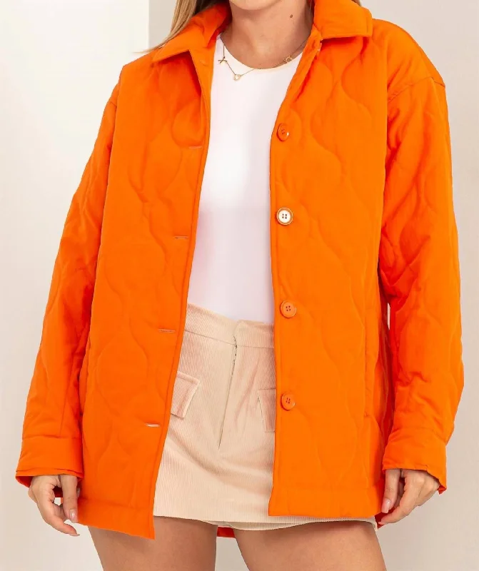 Best-Selling Outfits Now At Exclusive Promotional Prices Sophisticated Season Quilted Puffer Jacket In Orange