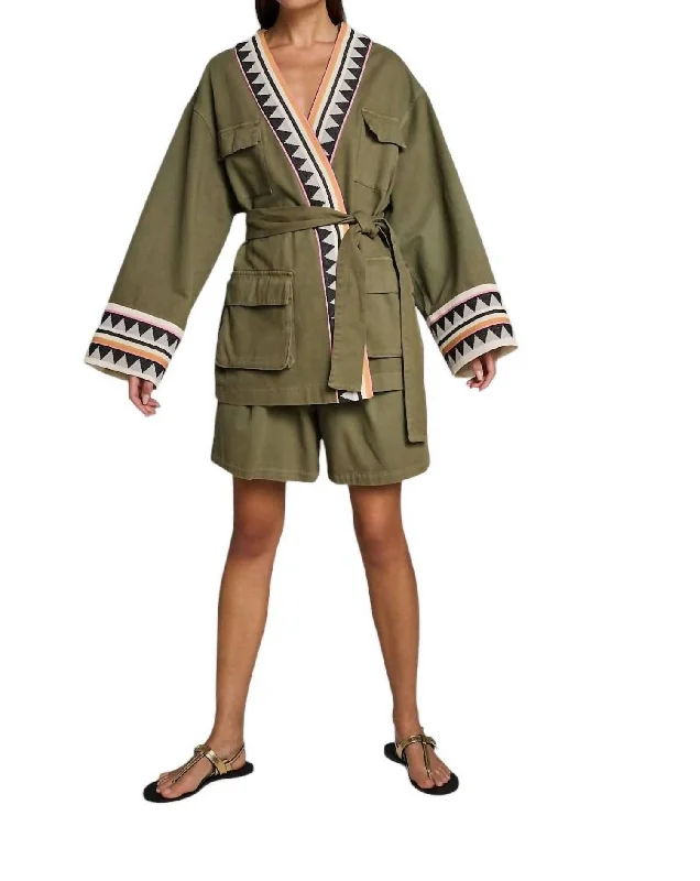 Women's Holiday Outfit Sarakiniko Jacket In Khaki Bull