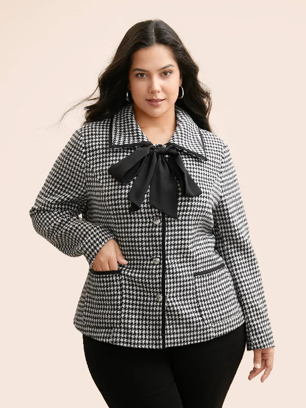 Seasonal Clearance Sale – Big Savings On Trendy Looks Houndstooth Tie Knot Woven Ribbon Jacket