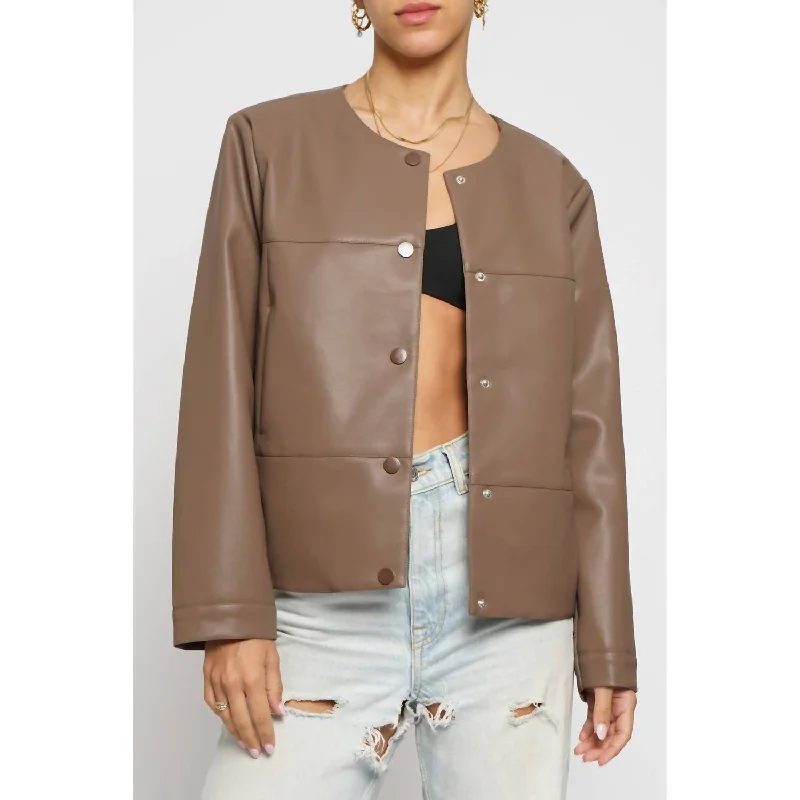 Big Discounts On Premium Fashion Collections Faux Leather Cropped Jacket In Chestnut