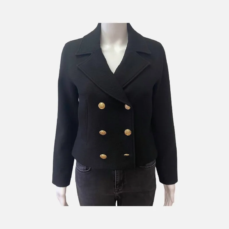 Sustainable Women's Apparel Double-Breasted Jacket In Black