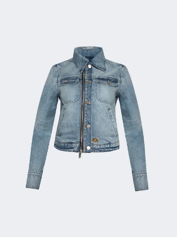 Women's Trendy Apparel Zip Up Denim Jacket