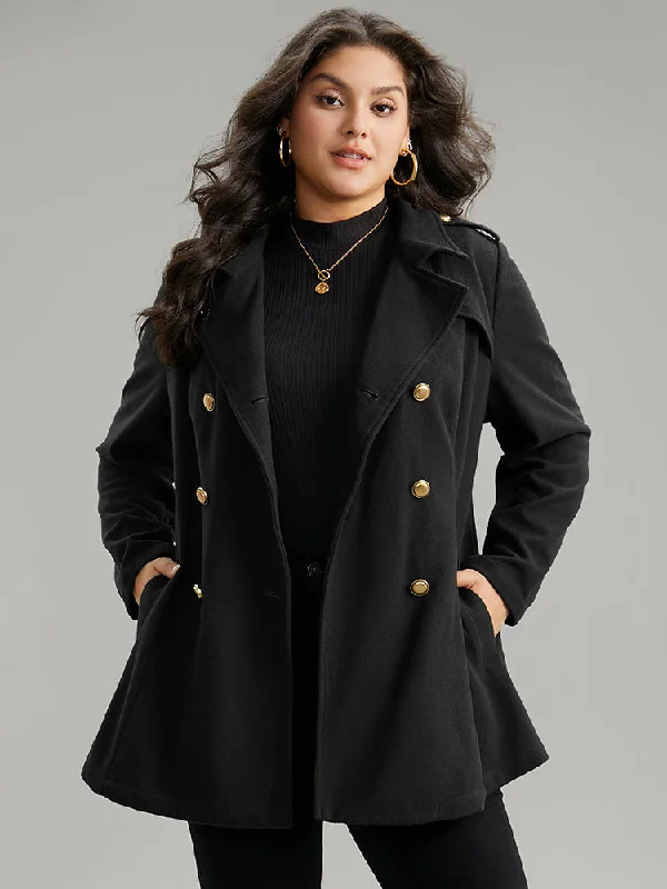 Women's Casual Clothing For Lounging Plain Double Breasted Lapel Collar Coat