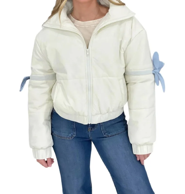 Fashion Clearance Sale – Grab The Best Deals Today Bow Puffer Jacket In White