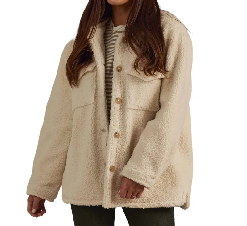 Casual Chic Women's Clothes Shearling Chore Coat In Natural