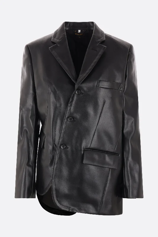 Women's Outerwear Clothing faux leather asymmetric jacket