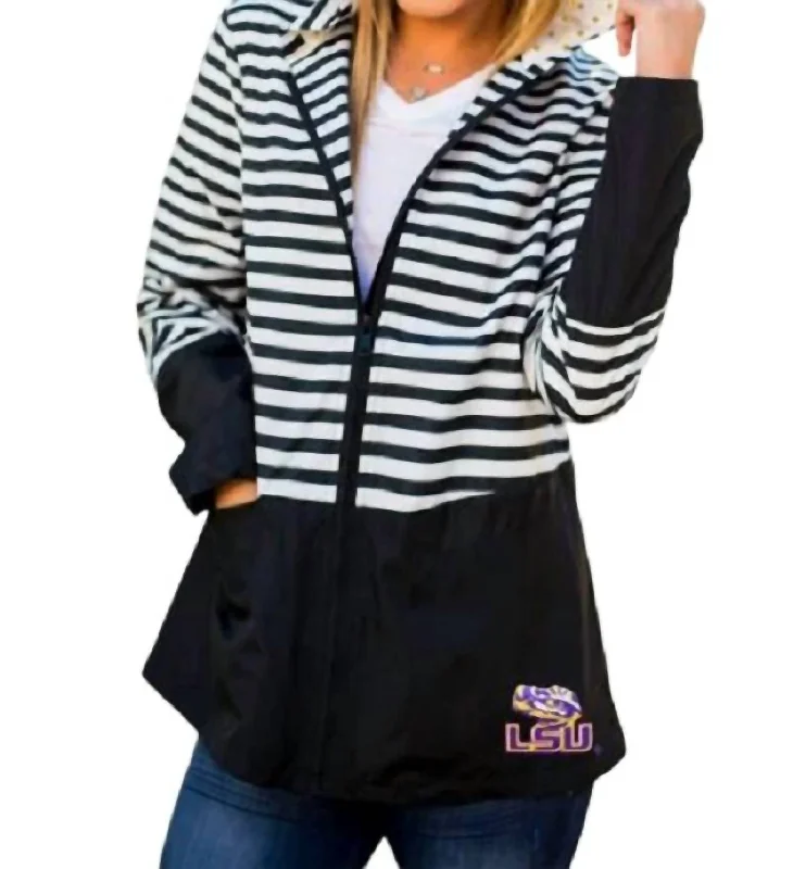 Women's Transitional Garments Lsu On The Move Striped Jacket In Black & White