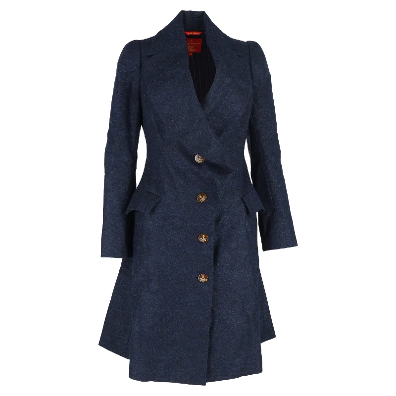 Women's Clothes For Special Occasions Vivienne Westwood Red Label Single-Breasted Coat in Navy Blue Wool