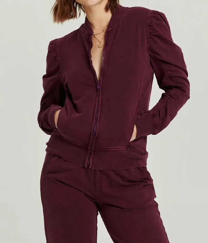 Women's Resort Apparel Kaya Ruched Zip Up Jacket In Prune