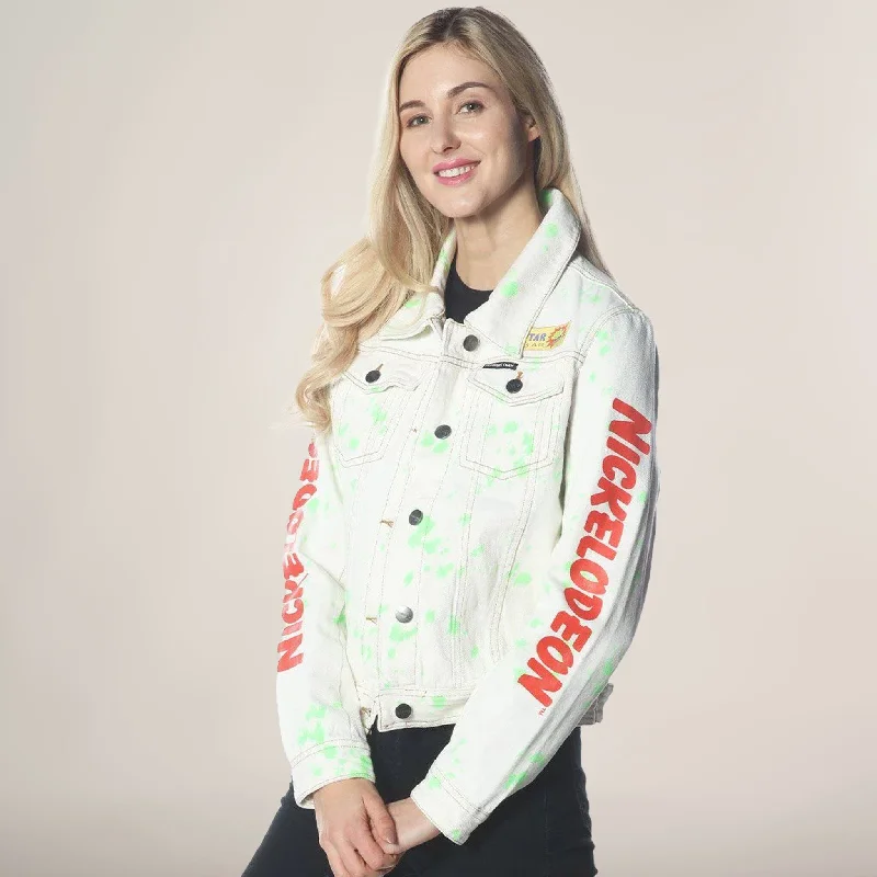 Stylish Women's Garments Women's White Denim Nickelodeon Trucker With Pai Jacket