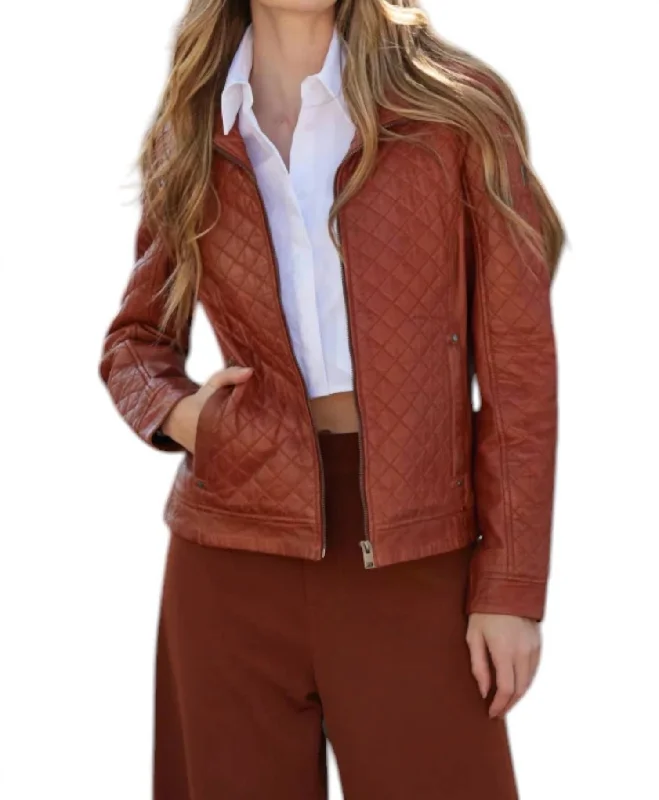 Formal Garments For Women Breana Leather Jacket In Burnt Orange