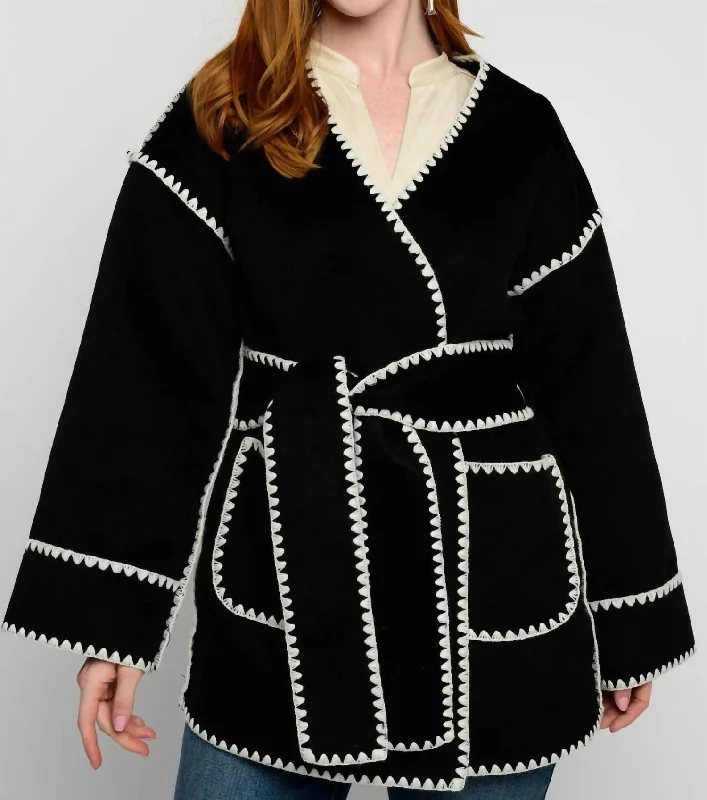 Your Favorite Fashion Pieces Now At Lower Prices Whipstitched Coat In Black